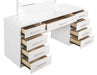 Felicity 9-drawer Vanity Desk with Lighted Mirror Glossy White - Visions in Furniture (La Mirada, CA)