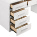 Felicity 9-drawer Vanity Desk with Lighted Mirror Glossy White - Visions in Furniture (La Mirada, CA)