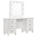 Barzini 7-drawer Vanity Desk with Lighted Mirror White - Visions in Furniture (La Mirada, CA)