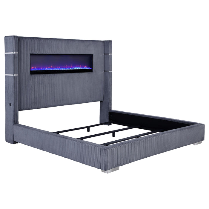 Tisdall California King, E.King & Queen Bed Grey, Black & Queen - Visions in Furniture (La Mirada, CA)