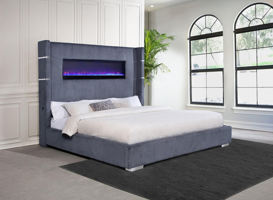 Tisdall California King, E.King & Queen Bed Grey, Black & Queen - Visions in Furniture (La Mirada, CA)