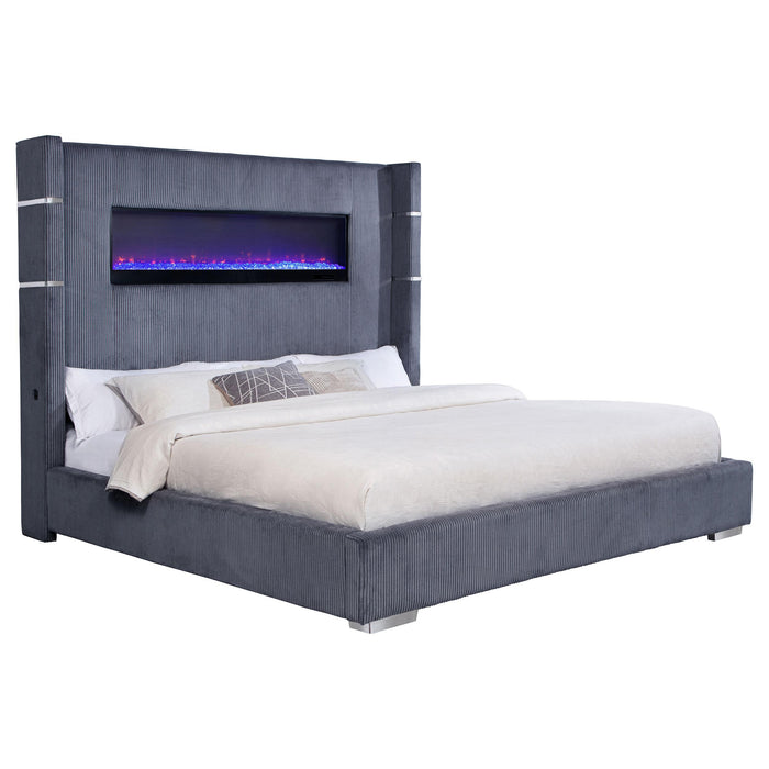 Tisdall California King, E.King & Queen Bed Grey, Black & Queen - Visions in Furniture (La Mirada, CA)