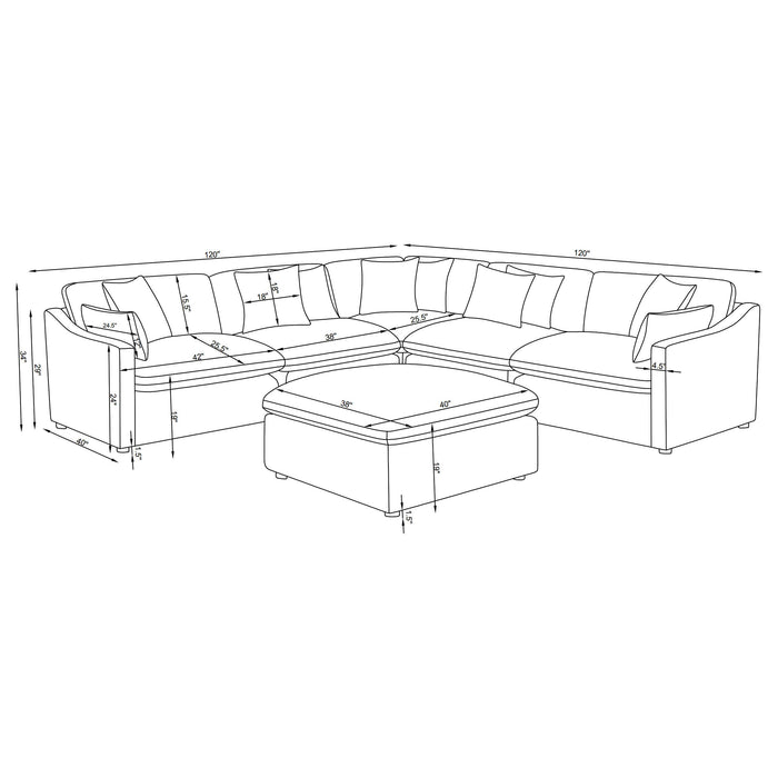 Hobson 6 Piece Sectionals - Visions in Furniture (La Mirada, CA)
