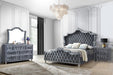 Antonella 4-Piece Queen Upholstered Tufted Bedroom Set Grey - Visions in Furniture (La Mirada, CA)