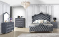 Antonella 4-Piece Queen Upholstered Tufted Bedroom Set Grey - Visions in Furniture (La Mirada, CA)