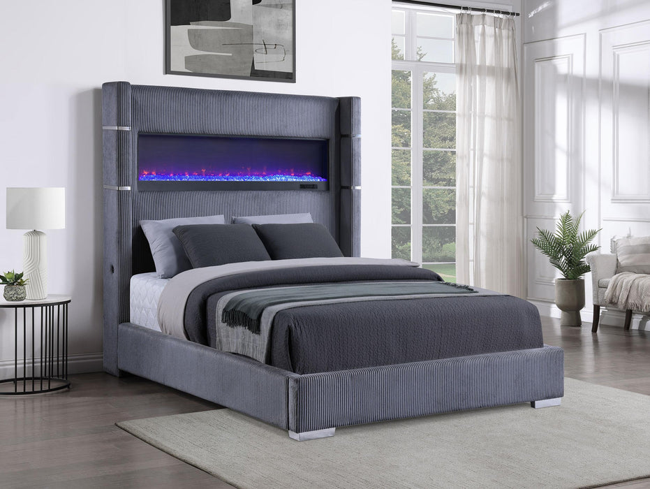 Tisdall California King, E.King & Queen Bed Grey, Black & Queen - Visions in Furniture (La Mirada, CA)