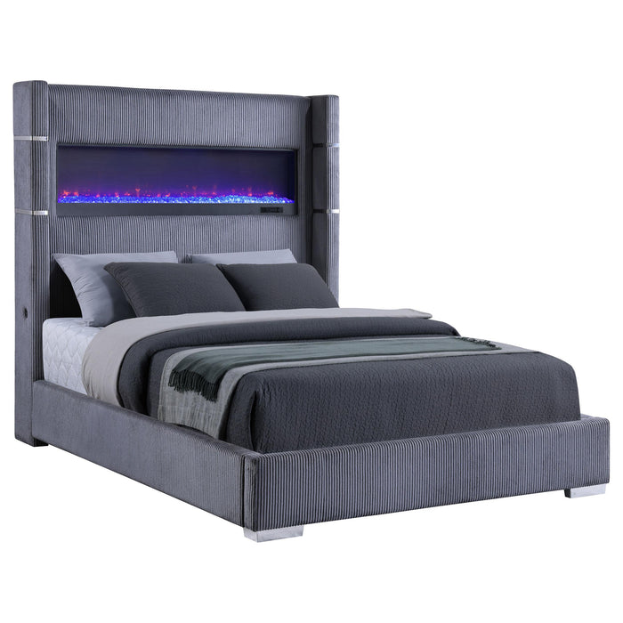 Tisdall California King, E.King & Queen Bed Grey, Black & Queen - Visions in Furniture (La Mirada, CA)
