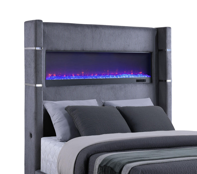 Tisdall California King, E.King & Queen Bed Grey, Black & Queen - Visions in Furniture (La Mirada, CA)