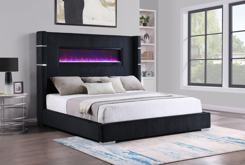 Tisdall California King, E.King & Queen Bed Grey, Black & Queen - Visions in Furniture (La Mirada, CA)