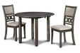 Gia 3 Pc 42" Drop Leaf Dining Table & 2 Chairs-Gray