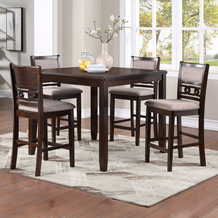 Gia 5 Pc 42" Square Counter Table & 4 Chairs-Cherry