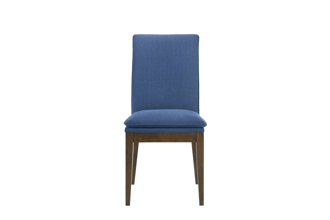 Maggie Dining Chair W/Blue Cushion-Walnut