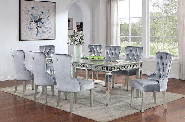 ADALIA Dining Table, Silver - Visions in Furniture (La Mirada, CA)