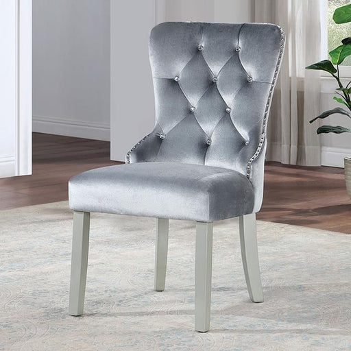 ADALIA Wingback Chair (2/CTN), Silver/Dark Gray - Visions in Furniture (La Mirada, CA)
