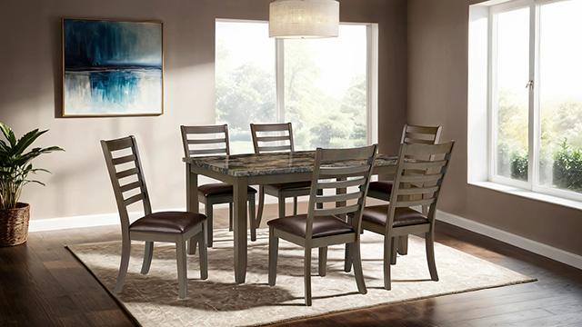 Adia 7 Pc Dinning Table Set Grey & Brown - Visions in Furniture (La Mirada, CA)