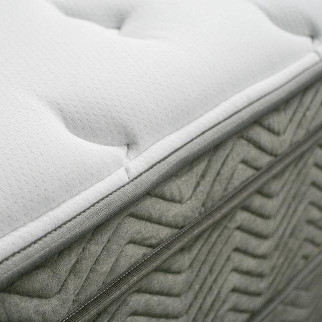AFTON White/Gray 12" Euro Box Pocket Coil, Cal.King, E king, Full, & Queen - Visions in Furniture (La Mirada, CA)