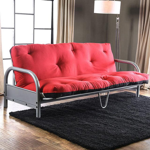 Aksel Black/Red Futon Mattress, Black, Red & Gray - Visions in Furniture (La Mirada, CA)