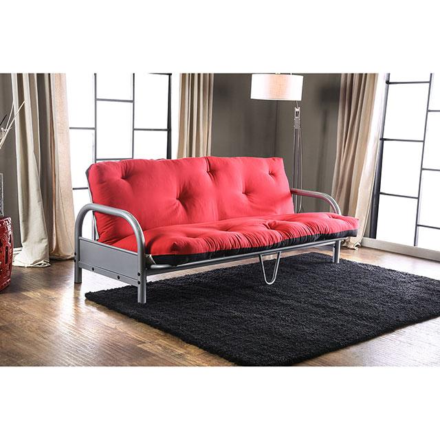 Aksel Black/Red Futon Mattress, Black, Red & Gray - Visions in Furniture (La Mirada, CA)