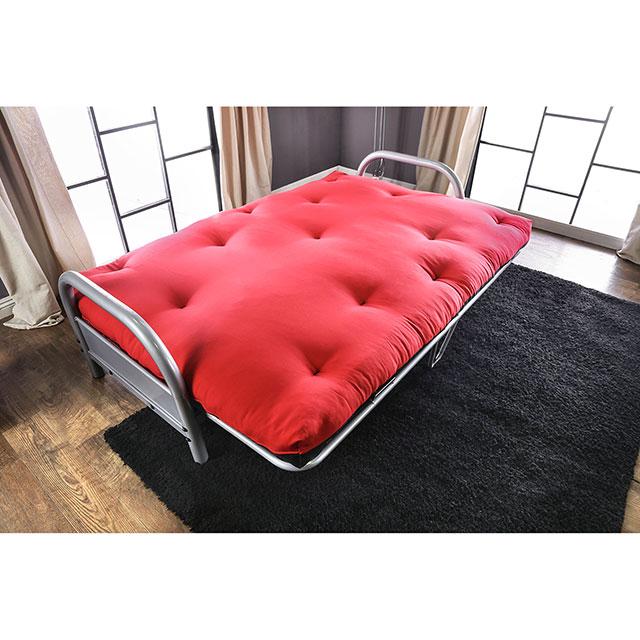 Aksel Black/Red Futon Mattress, Black, Red & Gray - Visions in Furniture (La Mirada, CA)