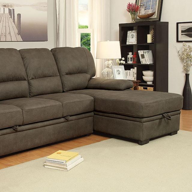 ALCESTER Brown & Gray Sectional w/ Sleeper, Ash - Visions in Furniture (La Mirada, CA)