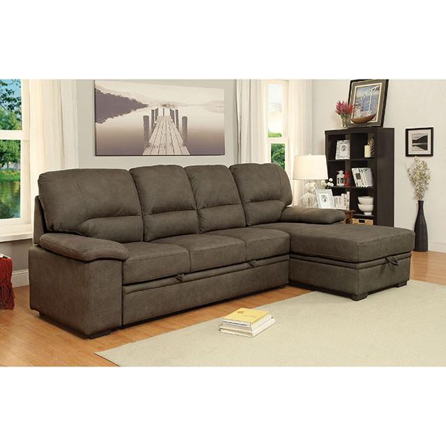 ALCESTER Brown & Gray Sectional w/ Sleeper, Ash - Visions in Furniture (La Mirada, CA)