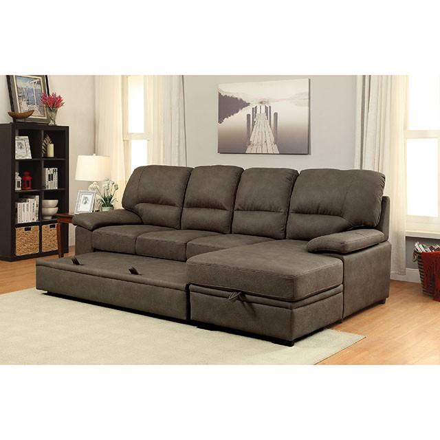 ALCESTER Brown & Gray Sectional w/ Sleeper, Ash - Visions in Furniture (La Mirada, CA)