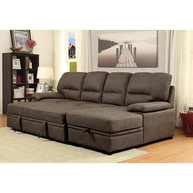 ALCESTER Brown & Gray Sectional w/ Sleeper, Ash - Visions in Furniture (La Mirada, CA)