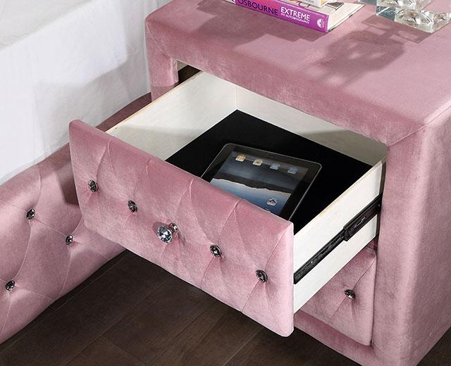 ZOHAR Night Stand, Pink - Visions in Furniture (La Mirada, CA)