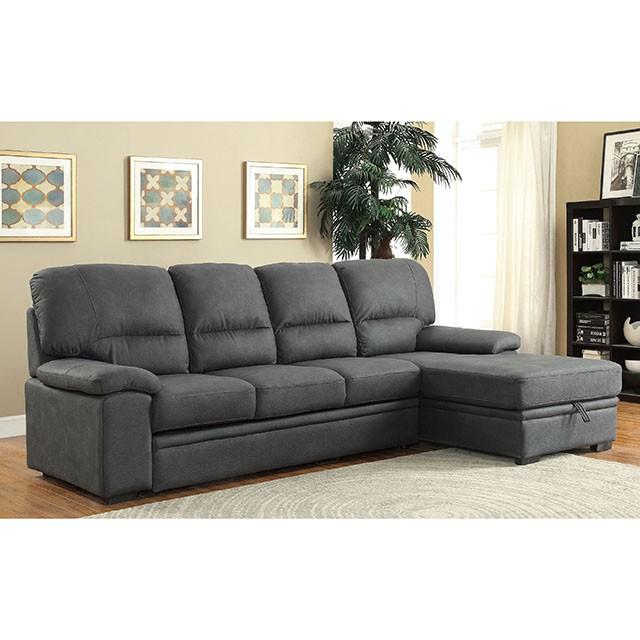 ALCESTER Brown & Gray Sectional w/ Sleeper, Ash - Visions in Furniture (La Mirada, CA)