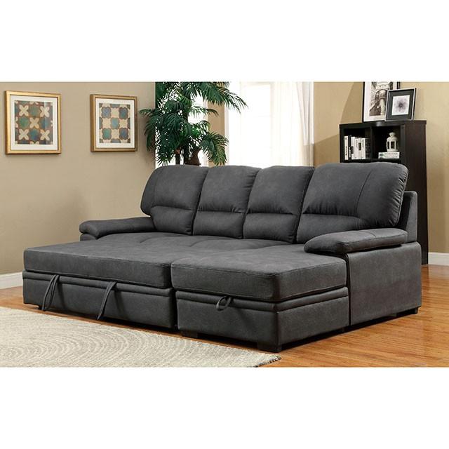 ALCESTER Brown & Gray Sectional w/ Sleeper, Ash - Visions in Furniture (La Mirada, CA)