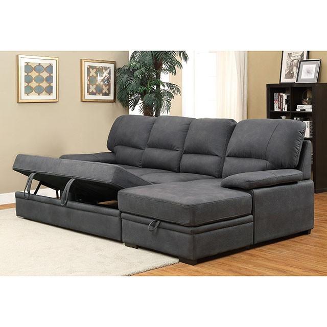 ALCESTER Brown & Gray Sectional w/ Sleeper, Ash - Visions in Furniture (La Mirada, CA)