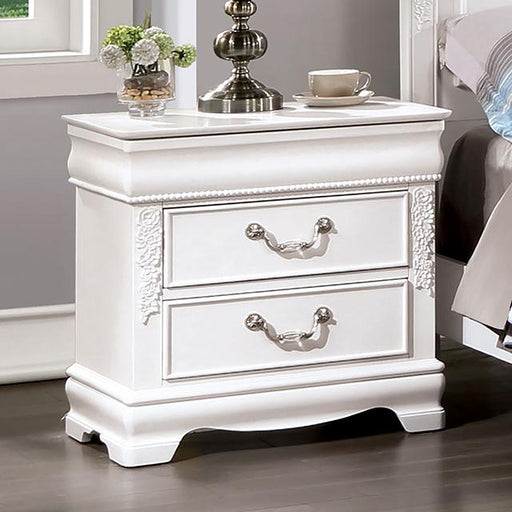 ALECIA Night Stand w/ USB, White - Visions in Furniture (La Mirada, CA)