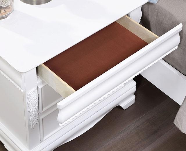 ALECIA Night Stand w/ USB, White - Visions in Furniture (La Mirada, CA)