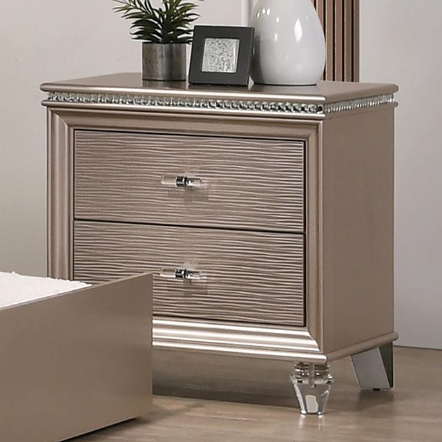ALLIE Night Stand Beige & Rose Gold - Visions in Furniture (La Mirada, CA)