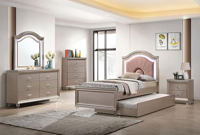 Allie Bed Beige & Pink - Visions in Furniture (La Mirada, CA)