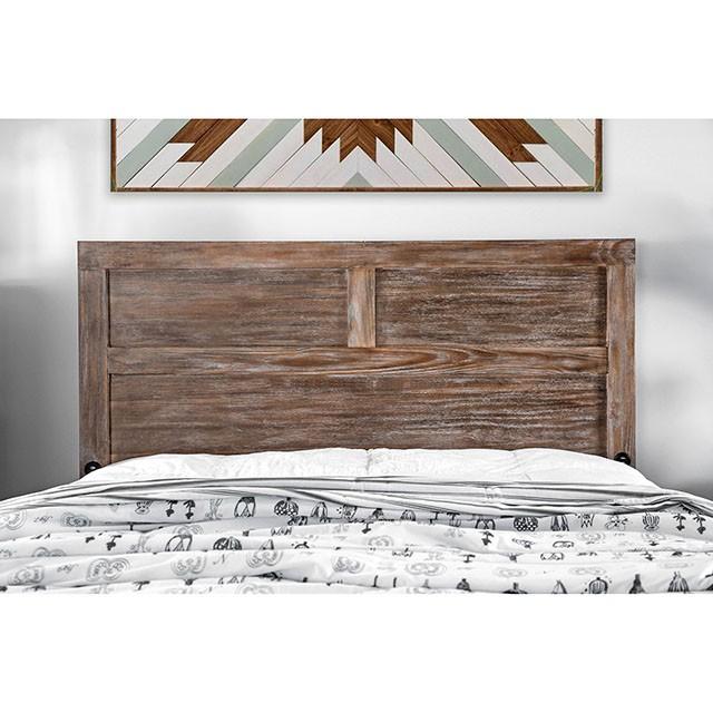 Wynton Weathered Light Oak Cal.King, E.King, & Queen Bed - Visions in Furniture (La Mirada, CA)