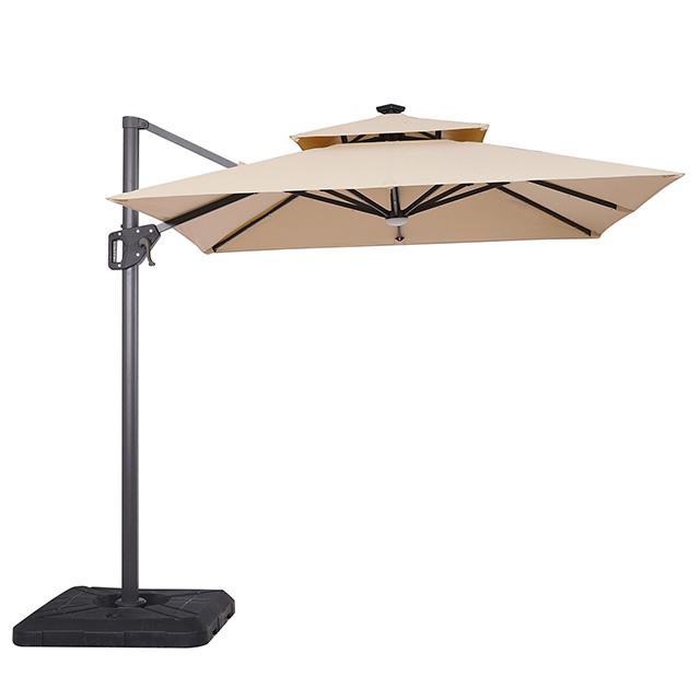 Xico 8 Ft Square Umbrella w/ Double Top w/ LED Light + 37" Large Base - Visions in Furniture (La Mirada, CA)