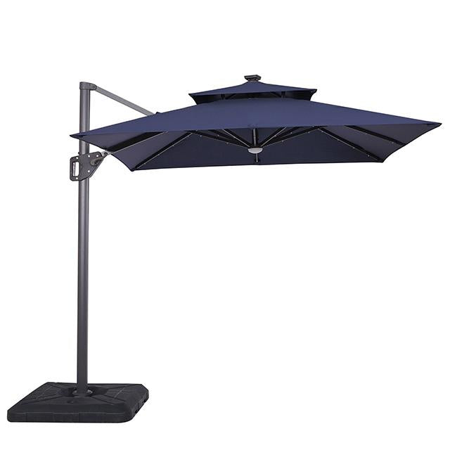 Xico 8 Ft Square Umbrella w/ Double Top w/ LED Light + 37" Large Base - Visions in Furniture (La Mirada, CA)