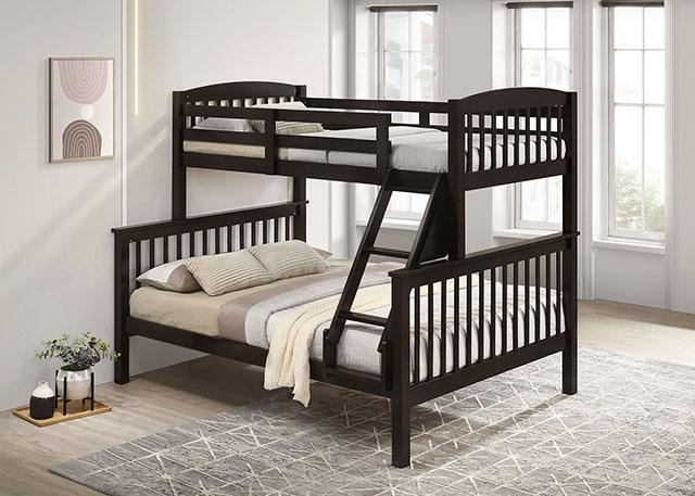 Brookings Twin/Full Bunk Bed White, Brown & Black - Visions in Furniture (La Mirada, CA)