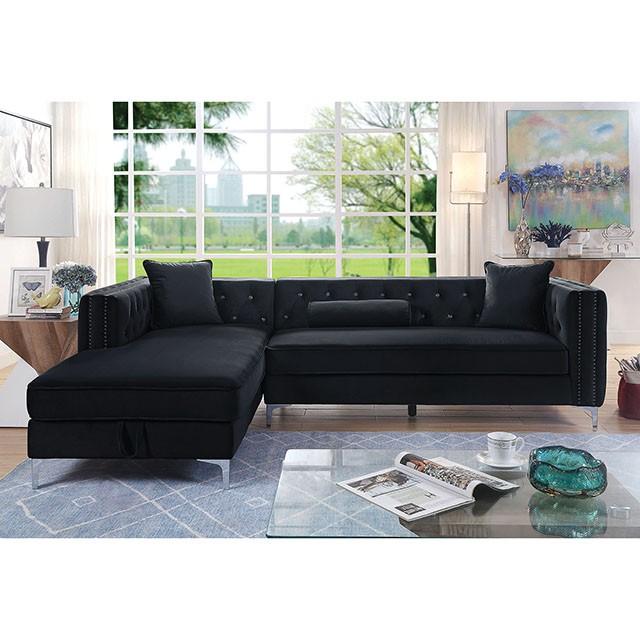 Amie Glam Gray & Black Sectional w/Storage - Visions in Furniture (La Mirada, CA)