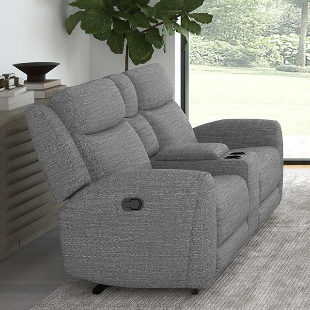 Antonius Manual Recliner Loveseat w/ Console - Visions in Furniture (La Mirada, CA)
