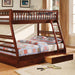 California II Cherry Twin/Full Bunk Bed w/ 2 Drawers Cherry, Walnut, Grey, &Oak - Visions in Furniture (La Mirada, CA)
