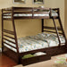 California II Cherry Twin/Full Bunk Bed w/ 2 Drawers Cherry, Walnut, Grey, &Oak - Visions in Furniture (La Mirada, CA)