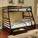 California II Cherry Twin/Full Bunk Bed w/ 2 Drawers Cherry, Walnut, Grey, &Oak - Visions in Furniture (La Mirada, CA)