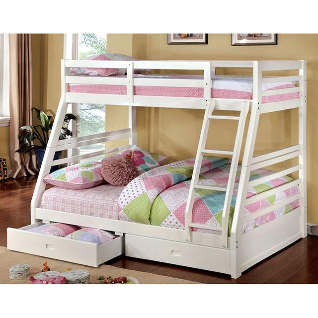 California II Cherry Twin/Full Bunk Bed w/ 2 Drawers Cherry, Walnut, Grey, &Oak - Visions in Furniture (La Mirada, CA)