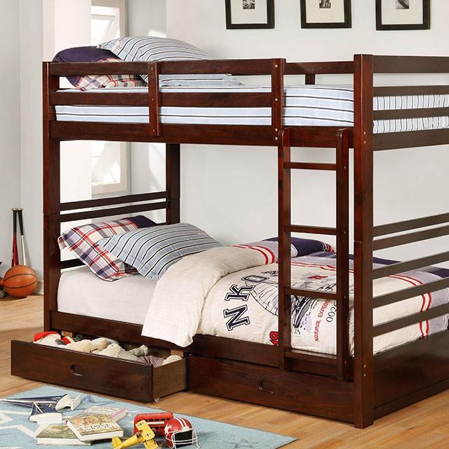 California Iv Black, Walnut, Gray, & White Twin/Twin Bunk Bed - Visions in Furniture (La Mirada, CA)