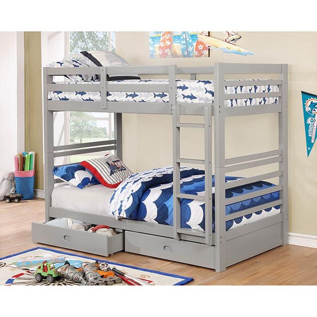 California Iv Black, Walnut, Gray, & White Twin/Twin Bunk Bed - Visions in Furniture (La Mirada, CA)