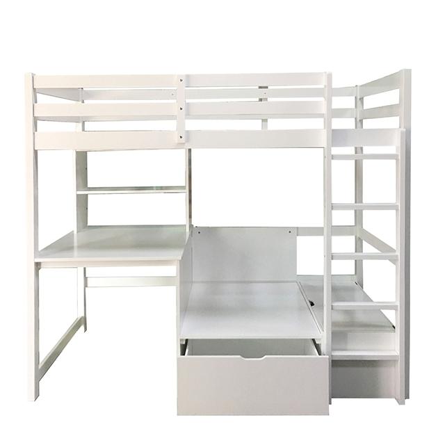 CALLISTUS Twin Workstation Loft Bed, White & Gray - Visions in Furniture (La Mirada, CA)