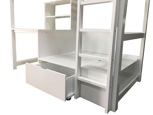 CALLISTUS Twin Workstation Loft Bed, White & Gray - Visions in Furniture (La Mirada, CA)
