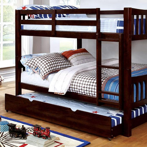 Cameron Dark Walnut, White & Gray Full/Full Bunk Bed - Visions in Furniture (La Mirada, CA)